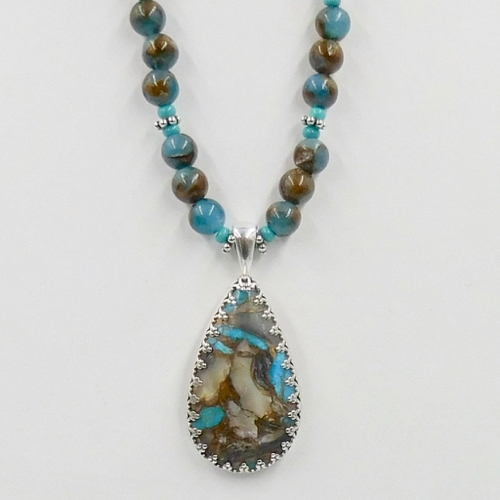 Click to view detail for DKC-1182 Necklace, Turquoise, Abalone Shell $230